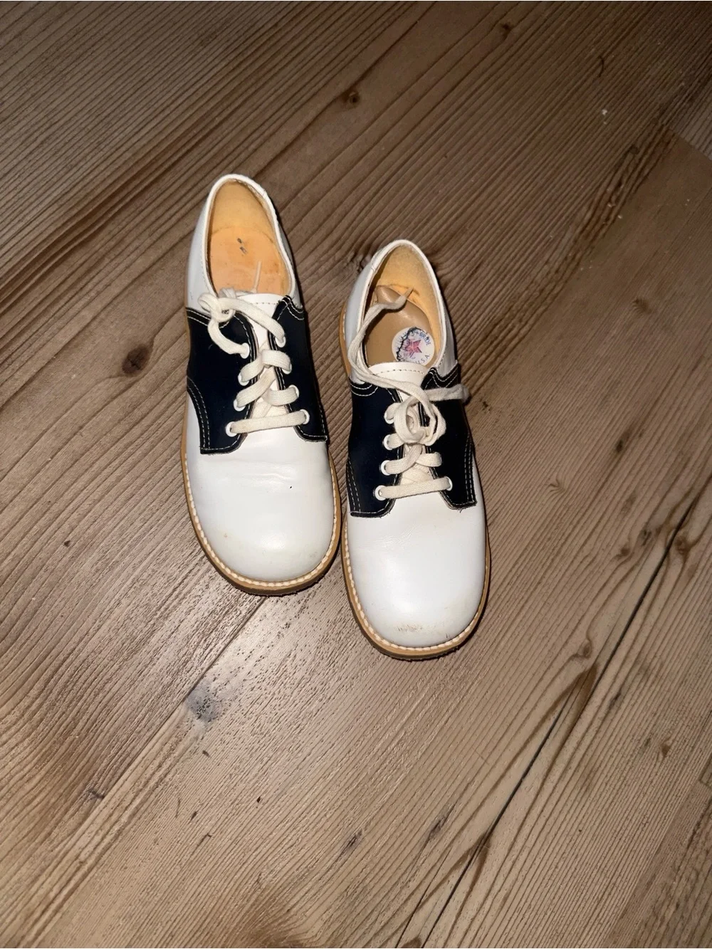 Two-Tone White and Black Saddle Shoes